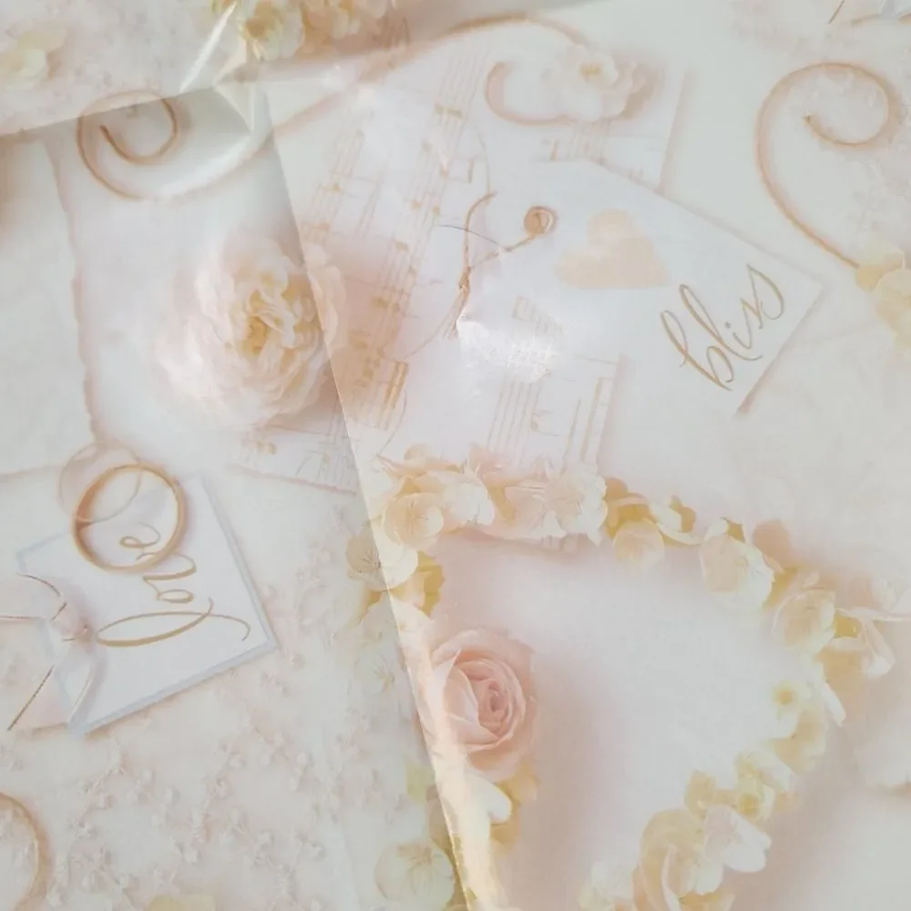 Vintage Hallmark Shabby Chic Love Wedding Bridal Shower Gift Wrap